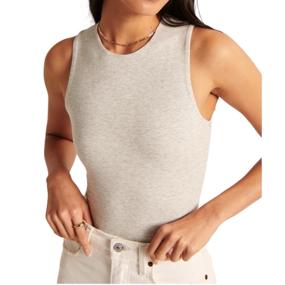 Abercrombie and Fitch Soft A&F Light Gray Sleeveless Thong Bodysuit Size XL